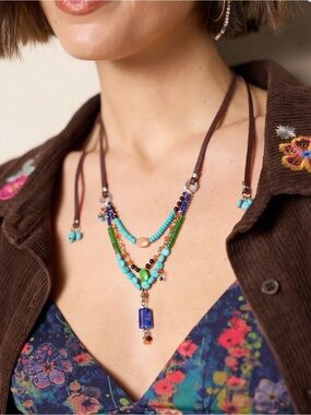 NATURAL LIFE “ Telluride “ Turquoise, Blue & Green Multi-Strand Beaded Necklace